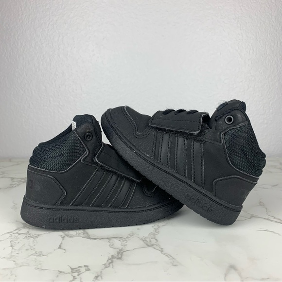adidas Other - Boys triple black adidas Toddlers' Hoops 2.0 Mid Basketball Shoes size 8k